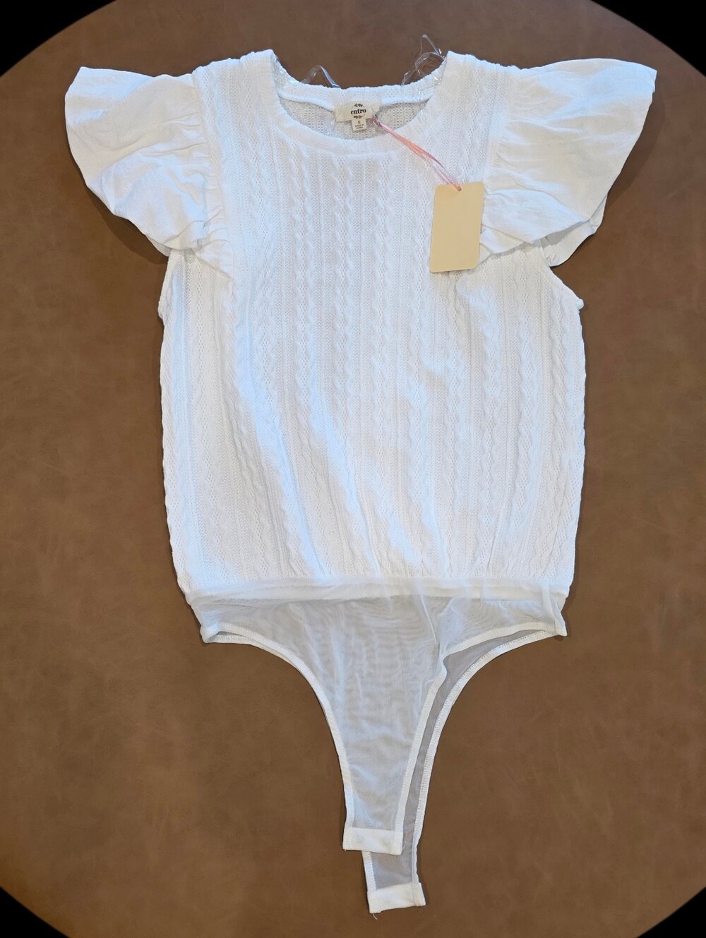 White Flutter-Sleeve One-Piece Bodysuit NWT